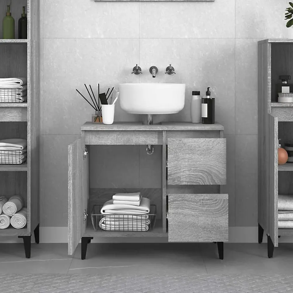 Meuble Wc|zmh Armoire de bain sonoma gris 65x33x60 cm bois d'ingénierie