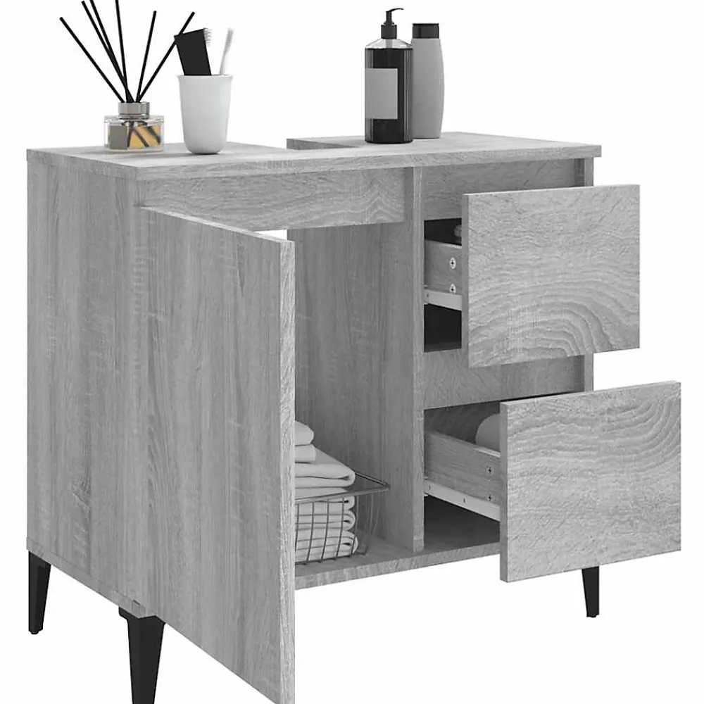 Meuble Wc|zmh Armoire de bain sonoma gris 65x33x60 cm bois d'ingénierie