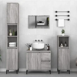 Meuble Wc|zmh Armoire de bain sonoma gris 30x30x190 cm bois d'ingénierie