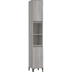 Meuble Wc|zmh Armoire de bain sonoma gris 30x30x190 cm bois d'ingénierie