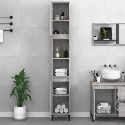 Meuble Wc|zmh Armoire de bain sonoma gris 30x30x190 cm bois d'ingénierie
