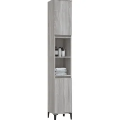 Meuble Wc|zmh Armoire de bain sonoma gris 30x30x190 cm bois d'ingénierie