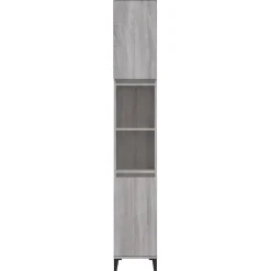 Meuble Wc|zmh Armoire de bain sonoma gris 30x30x190 cm bois d'ingénierie
