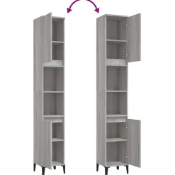 Meuble Wc|zmh Armoire de bain sonoma gris 30x30x190 cm bois d'ingénierie