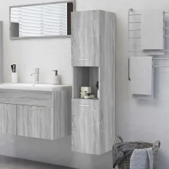 Meuble Wc|zmh Armoire de bain Sonoma gris 30x30x130 cm Bois d'ingénierie
