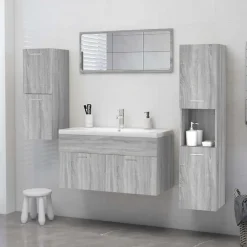 Meuble Wc|zmh Armoire de bain Sonoma gris 30x30x130 cm Bois d'ingénierie