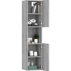 Meuble Wc|zmh Armoire de bain Sonoma gris 30x30x130 cm Bois d'ingénierie