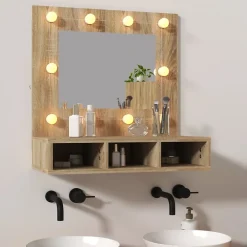 Meuble Wc|zmh Armoire de miroir avec LED Chêne sonoma 60x31,5x62 cm