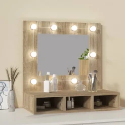 Meuble Wc|zmh Armoire de miroir avec LED Chêne sonoma 60x31,5x62 cm