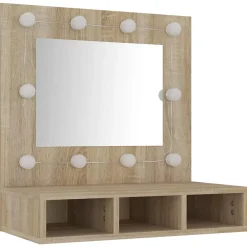 Meuble Wc|zmh Armoire de miroir avec LED Chêne sonoma 60x31,5x62 cm