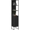 zmh Armoire de salle de bain noir 33x33x185,5 cm bois d'ingénierie