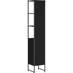 zmh Armoire de salle de bain noir 33x33x185,5 cm bois d'ingénierie