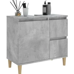 zmh Armoire de salle de bain gris béton 65x33x60 cm