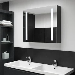 Meuble Wc|zmh Armoire de salle de bain à miroir LED 89x14x62 cm