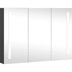 Meuble Wc|zmh Armoire de salle de bain à miroir LED 89x14x62 cm