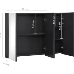 Meuble Wc|zmh Armoire de salle de bain à miroir LED 89x14x62 cm
