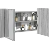 Meuble Wc|zmh Armoire de salle de bain à miroir LED sonoma gris 80x12x45 cm