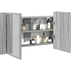 Meuble Wc|zmh Armoire de salle de bain à miroir LED sonoma gris 80x12x45 cm