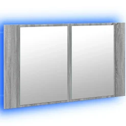 Meuble Wc|zmh Armoire de salle de bain à miroir LED sonoma gris 80x12x45 cm