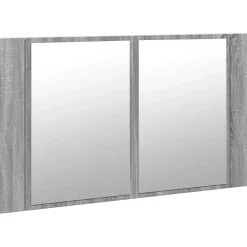Meuble Wc|zmh Armoire de salle de bain à miroir LED sonoma gris 80x12x45 cm