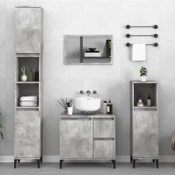 Meuble Wc|zmh Armoire de salle de bain gris béton 30x30x190 cm