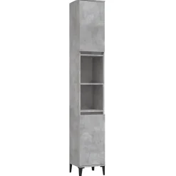 Meuble Wc|zmh Armoire de salle de bain gris béton 30x30x190 cm