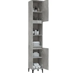 Meuble Wc|zmh Armoire de salle de bain gris béton 30x30x190 cm