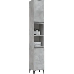 Meuble Wc|zmh Armoire de salle de bain gris béton 30x30x190 cm