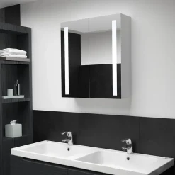 zmh Armoire de salle de bain à miroir LED 60x14x62 cm