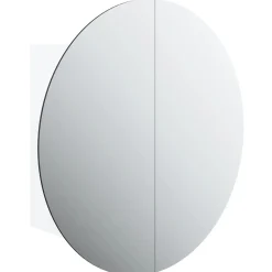 Meuble Wc|zmh Armoire de salle de bain miroir rond et LED Blanc 47x47x17,5 cm