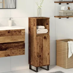 Meuble Wc|zmh Armoire de salle de bain vieux bois 30x30x100cm bois ingénierie