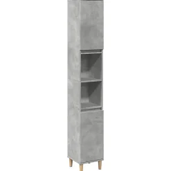 Meuble Wc|zmh Armoire de salle de bain gris béton 30x30x190 cm