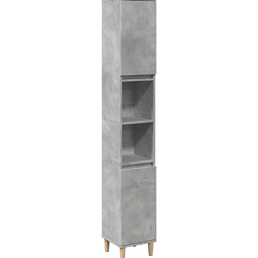 Meuble Wc|zmh Armoire de salle de bain gris béton 30x30x190 cm