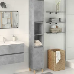 Meuble Wc|zmh Armoire de salle de bain gris béton 30x30x190 cm