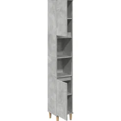 Meuble Wc|zmh Armoire de salle de bain gris béton 30x30x190 cm