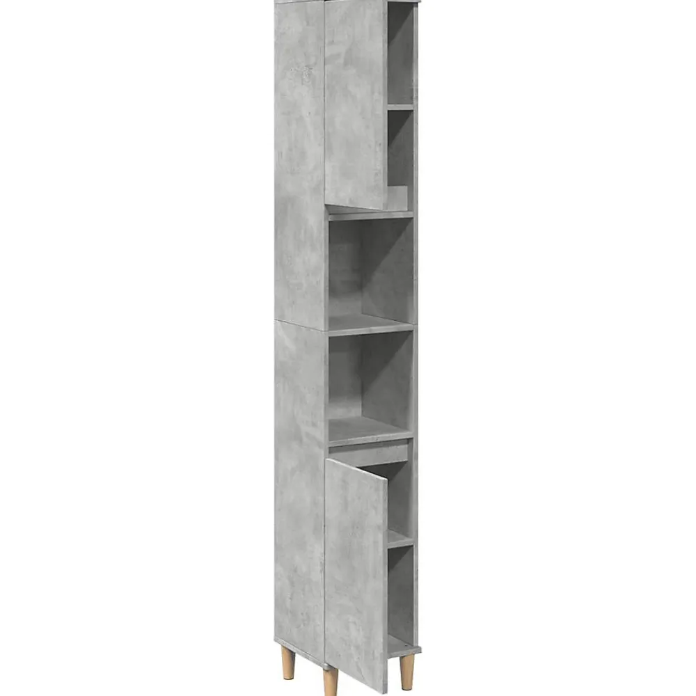 Meuble Wc|zmh Armoire de salle de bain gris béton 30x30x190 cm