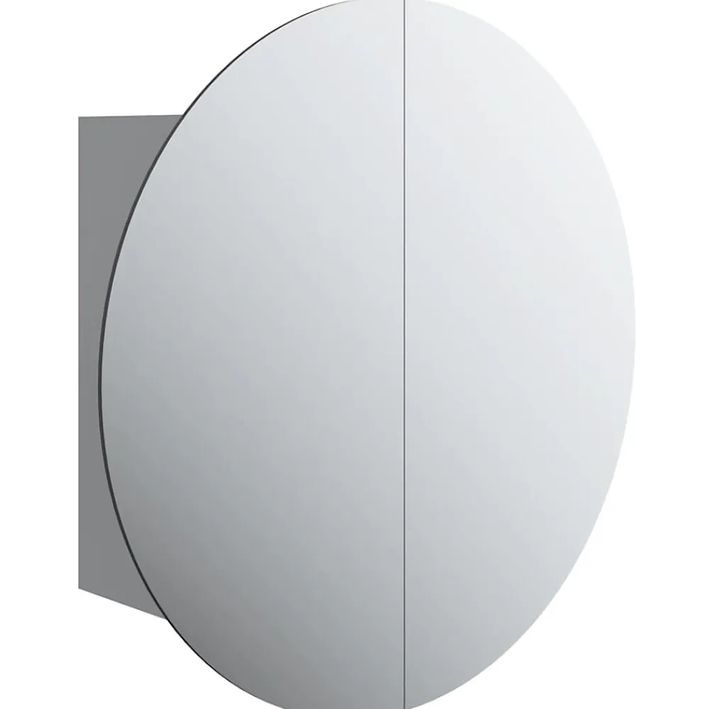 Meuble Wc|zmh Armoire de salle de bain miroir rond et LED Gris 47x47x17,5 cm