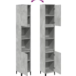 Meuble Wc|zmh Armoire de salle de bain gris béton 30x30x190 cm