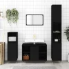 zmh Armoire de salle de bain noir 80x33x60 cm bois d'ingénierie