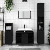 Meuble Wc|zmh Armoire de salle de bain noir 80x33x60 cm bois d'ingénierie
