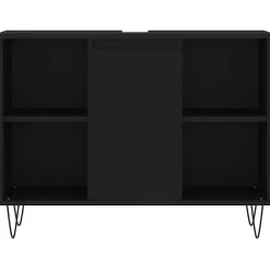 Meuble Wc|zmh Armoire de salle de bain noir 80x33x60 cm bois d'ingénierie