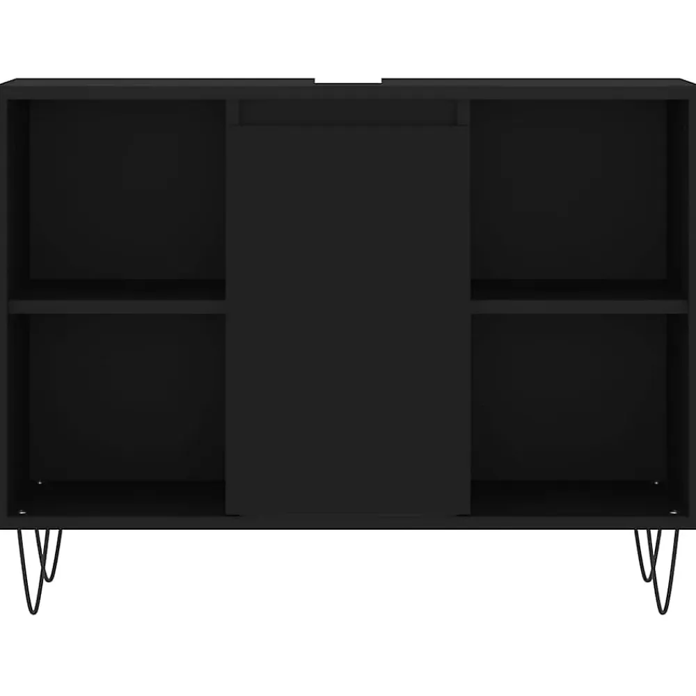 Meuble Wc|zmh Armoire de salle de bain noir 80x33x60 cm bois d'ingénierie