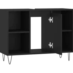 Meuble Wc|zmh Armoire de salle de bain noir 80x33x60 cm bois d'ingénierie