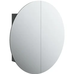 Meuble Wc|zmh Armoire de salle de bain miroir rond et LED Noir 54x54x17,5 cm