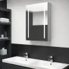 zmh Armoire de salle de bain à miroir LED gris béton 50x13x70 cm
