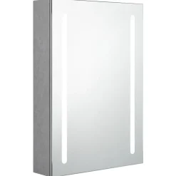 zmh Armoire de salle de bain à miroir LED gris béton 50x13x70 cm