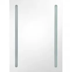 zmh Armoire de salle de bain à miroir LED gris béton 50x13x70 cm