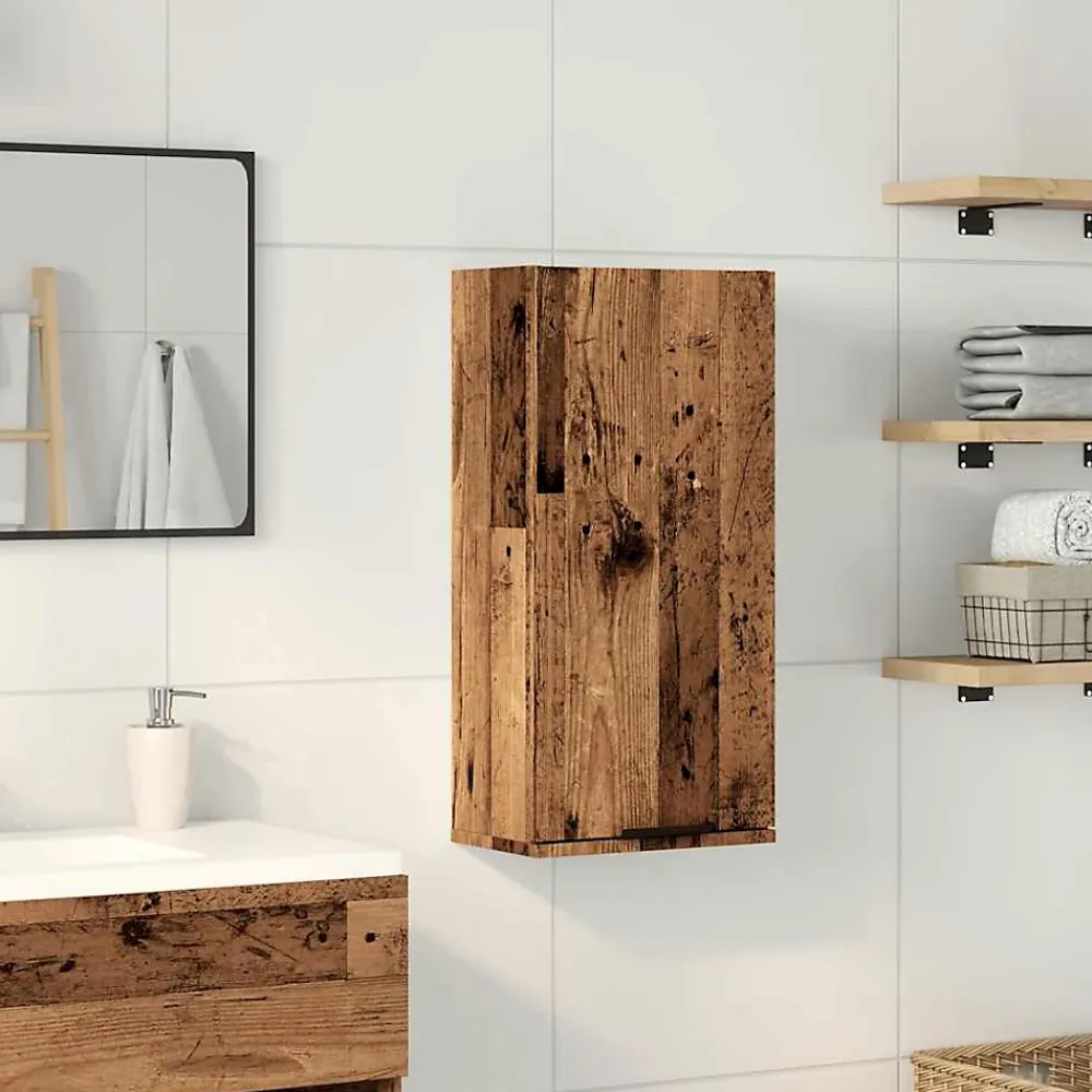 zmh Armoire de salle de bain murale vieux bois 32x20x67 cm