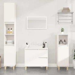 Meuble Wc|zmh Armoire de salle de bain blanc 65x33x60 cm bois d'ingénierie