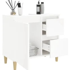 Meuble Wc|zmh Armoire de salle de bain blanc 65x33x60 cm bois d'ingénierie